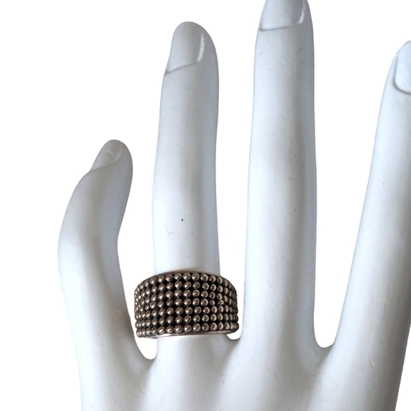Anni Maliki Jewelry - Anni Maliki Artisan Recycled Sterling Silver Caviar Bead Wide Band Ring Size 7